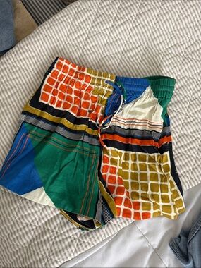 Song of Style Multicolor Geometric Print Shorts - Green, Blue, Orange, Mustard
